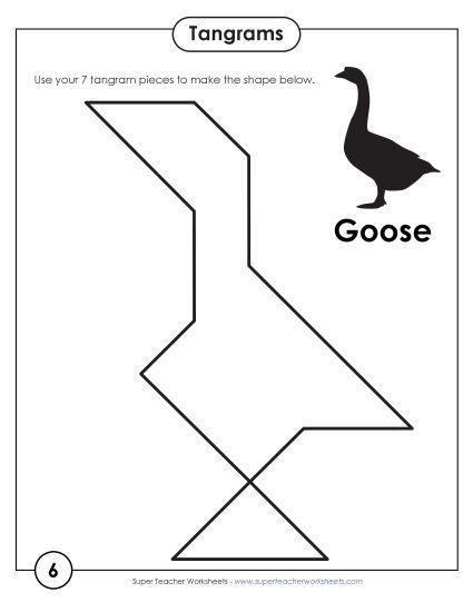 Tangram Puzzles - Tangram Puzzles #6-10 (Printable PDF Worksheet)