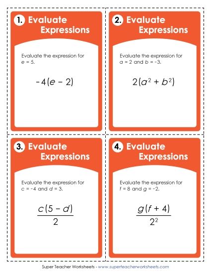 Advanced Level: Incl. +/- Numbers - Task Cards (Advanced) (Printable PDF Worksheet)