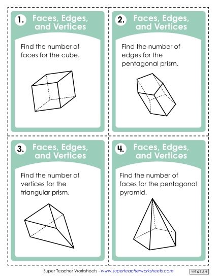 Faces, Edges, Vertices - Task Cards: Faces, Edges, and Vertices (Printable PDF Worksheet)