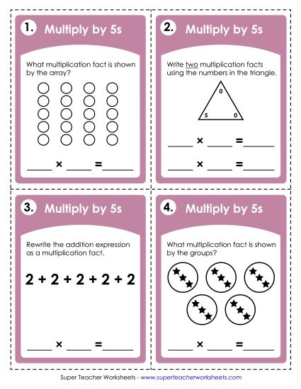 Multiplication by 5s Only - Task Cards: Multiplying by 5s (Printable PDF Worksheet)