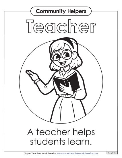 Anchor Chart / Coloring Pages - Teacher (Printable PDF Worksheet)