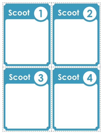 Templates - Template: Scoot! Cards (Blue) (Printable PDF Worksheet)