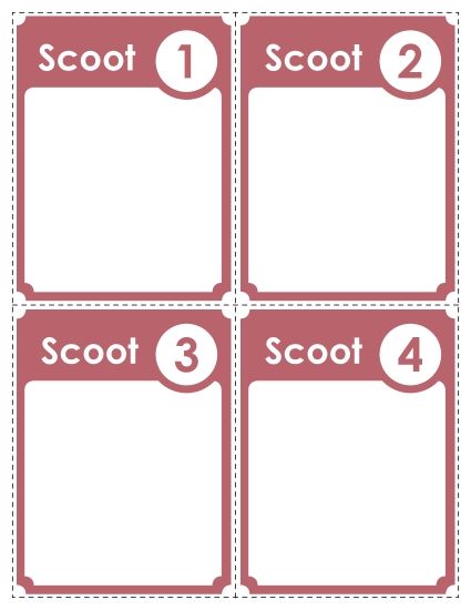 Templates - Template: Scoot! Cards (Pink) (Printable PDF Worksheet)