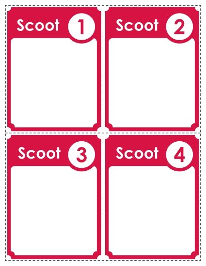 Templates - Template: Scoot! Cards (Red) (Printable PDF Worksheet)