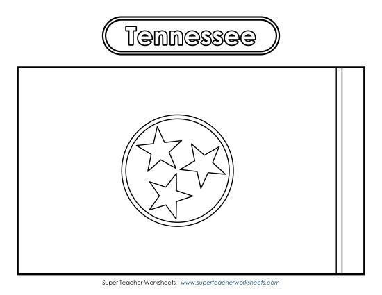 Flags & Seals - Tennessee Flag Coloring Page (Printable PDF Worksheet)