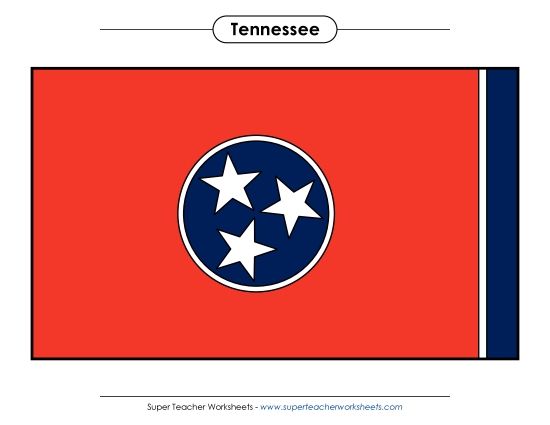Flags & Seals - Tennessee State Flag (Full-Color Version) (Printable PDF Worksheet)