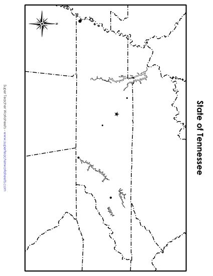 Maps - Tennessee State Map (Blank Cities) (Printable PDF Worksheet)