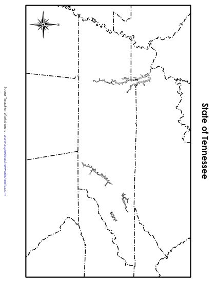 Maps - Tennessee State Map (Blank) (Printable PDF Worksheet)