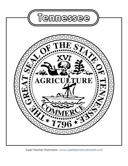 Flags & Seals - Tennessee State Seal (Black & White) (Printable PDF Worksheet)