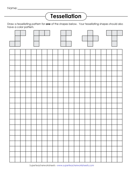 Tessellations with Pentominoes - Tessellating Patterns with Pentominoes (Printable PDF Worksheet)