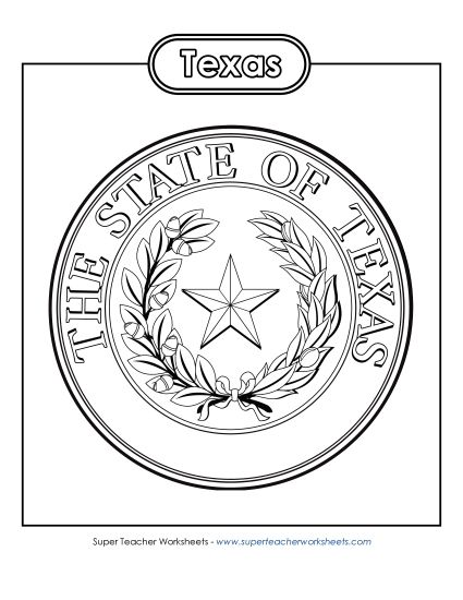 Flags & Seals - Texas State Seal (Black & White) (Printable PDF Worksheet)