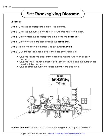 Holidays - Thanksgiving Diorama (Printable PDF Worksheet)