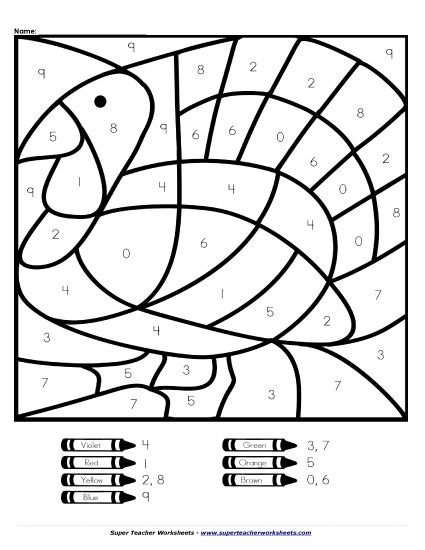 Holiday and Seasonal - Thanksgiving Turkey (Printable PDF Worksheet)