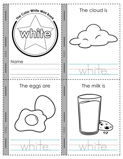 White - The Color White Mini Book (Printable PDF Worksheet)