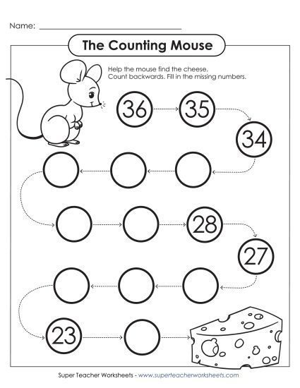 The Counting Mouse (From 36) (Printable PDF Worksheet)