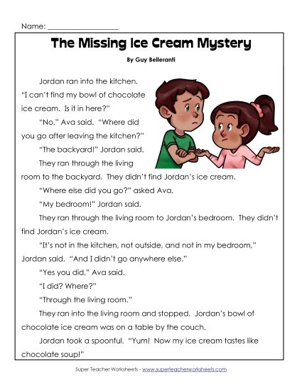 The Missing Ice Cream Mystery (Printable PDF Worksheet)