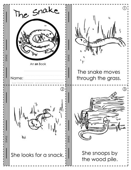 Consonant Blends - The Snake (sn sound) (Printable PDF Worksheet)