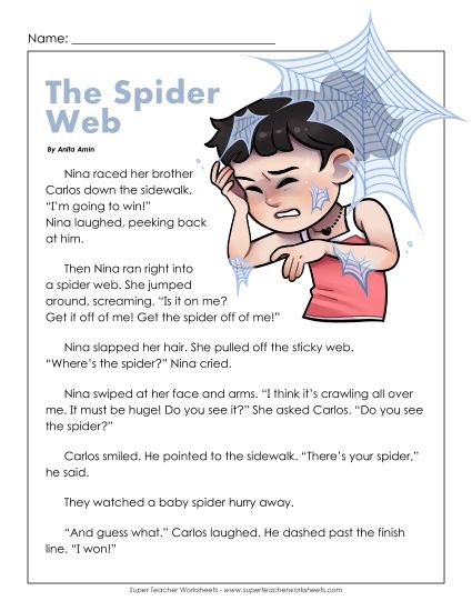 Fiction - The Spider Web (Printable PDF Worksheet)