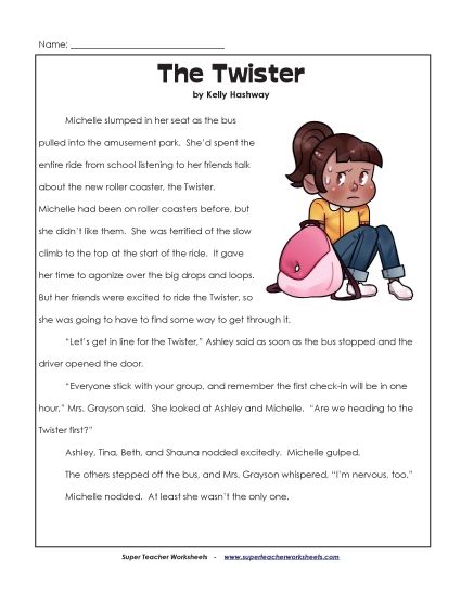 Fiction Stories - The Twister (Fiction) (Printable PDF Worksheet)