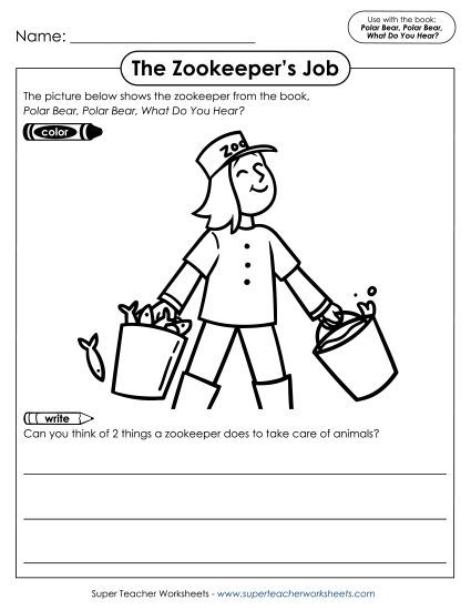 Writing Activities - The Zookeeper's Job (Printable PDF Worksheet)