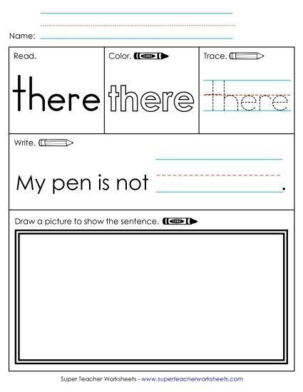 Individual Sight Words - There (Sight Word) (Printable PDF Worksheet)