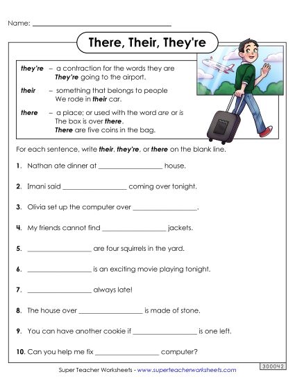 There, Their, They're - They're, There, Their (Printable PDF Worksheet)