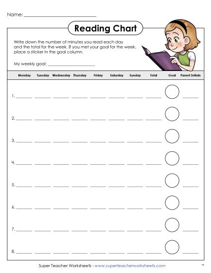 Reading Charts - Time Chart for Reading (Printable PDF Worksheet)