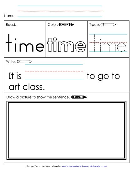 Individual Sight Words - Time (Sight Word) (Printable PDF Worksheet)