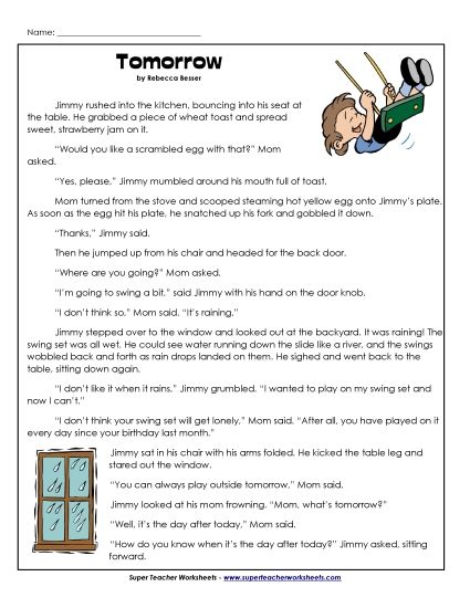 Fiction Stories - Tomorrow (Fiction) (Printable PDF Worksheet)