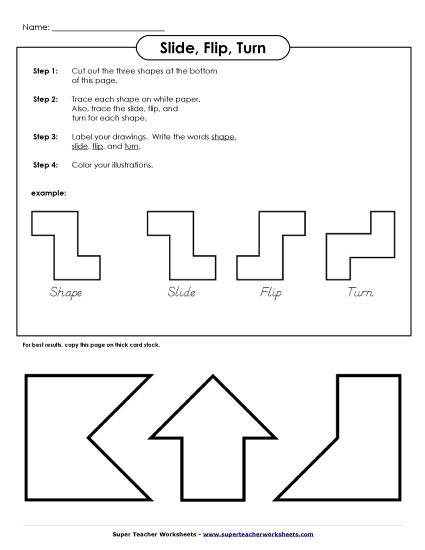 Trace and Draw - Slide, Flip, Turn (Printable PDF Worksheet)
