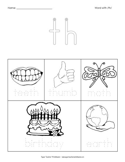 Trace and Say - Th (Printable PDF Worksheet)