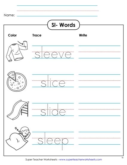 Worksheets - Trace and Write  (Printable PDF Worksheet)