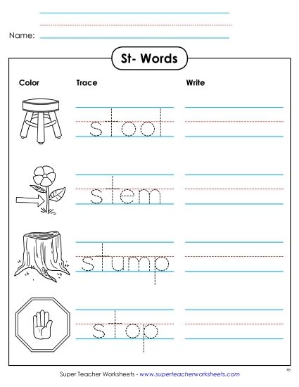 Worksheets - Trace and Write (Printable PDF Worksheet)