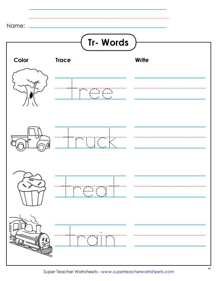 Worksheets - Trace and Write (Printable PDF Worksheet)
