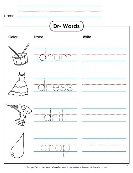 Worksheets - Trace and Write (Printable PDF Worksheet)