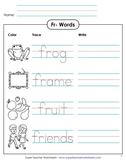 Worksheets - Trace and Write (Printable PDF Worksheet)