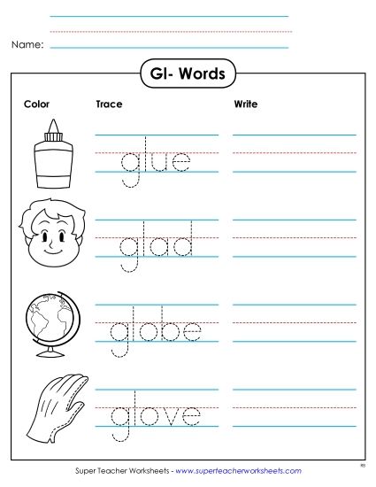 Worksheets - Trace and Write (Printable PDF Worksheet)