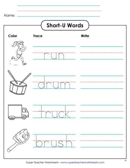 Worksheets - Trace and Write (Printable PDF Worksheet)