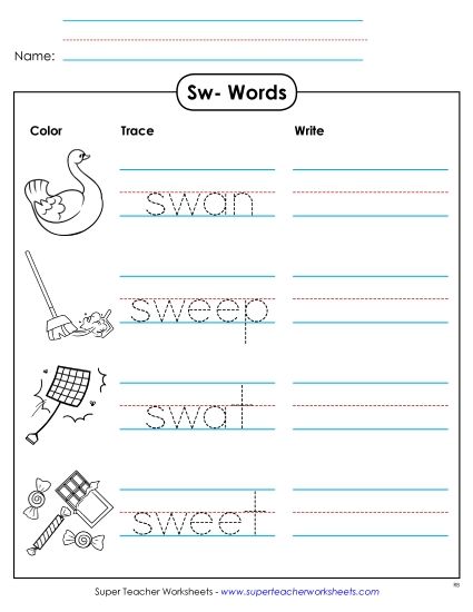 Worksheets - Trace and Write (Printable PDF Worksheet)