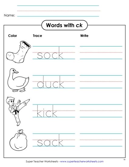 Worksheets - Trace and Write (Printable PDF Worksheet)