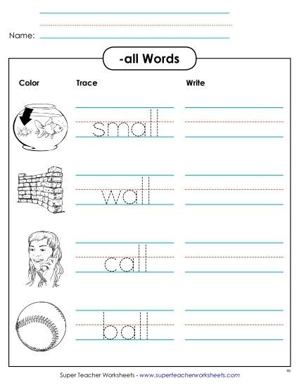 Worksheets - Trace and Write (-all) (Printable PDF Worksheet)