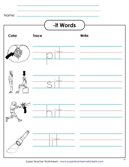 Worksheets - Trace and Write (-it) (Printable PDF Worksheet)