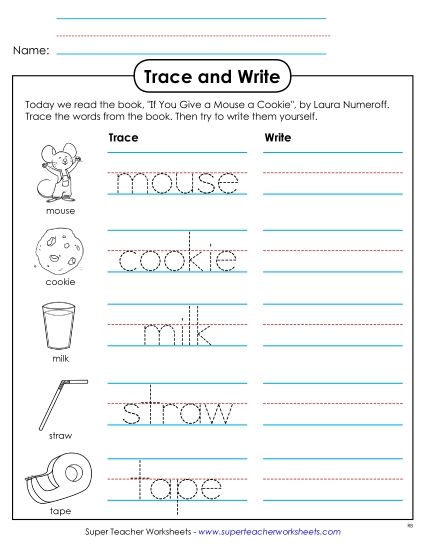 Worksheets - Trace and Write (Printable PDF Worksheet)