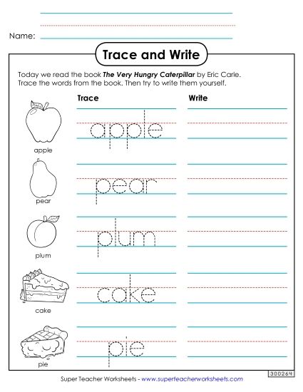 Worksheets - Trace and Write (Printable PDF Worksheet)