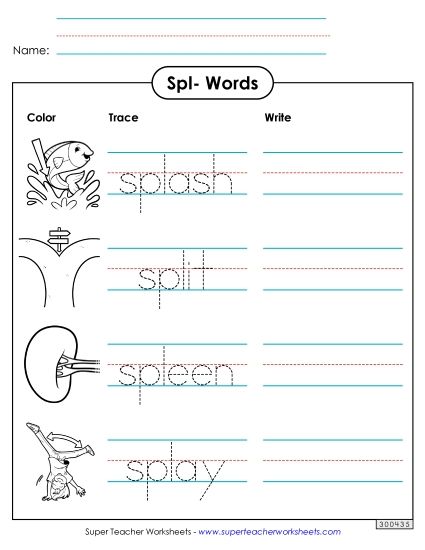 Worksheets - Trace and Write (Spl- Words) (Printable PDF Worksheet)