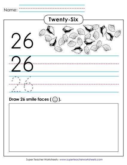 Twenty-Six - Trace, Print, Draw: 26 (Printable PDF Worksheet)