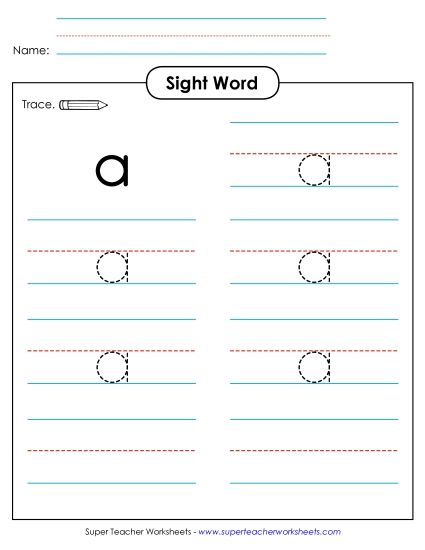 Trace the Word: A (Printable PDF Worksheet)