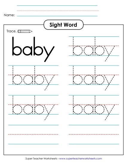 Trace the Word: Baby (Printable PDF Worksheet)