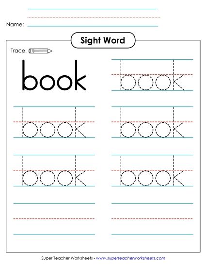 Trace the Word: Book (Printable PDF Worksheet)