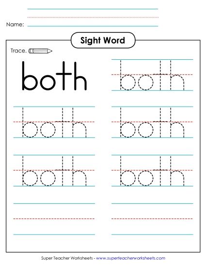 Trace the Word: Both (Printable PDF Worksheet)